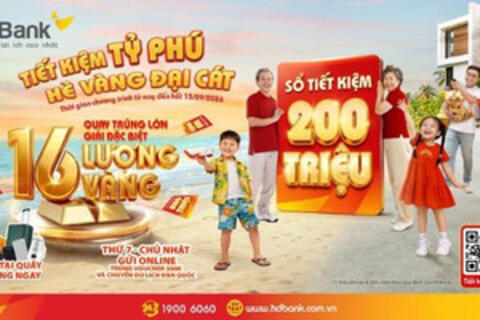 Đếm ngược đến 15/9: 26 lượng vàng SJC chờ chủ nhân gửi tiết kiệm tại HDBank