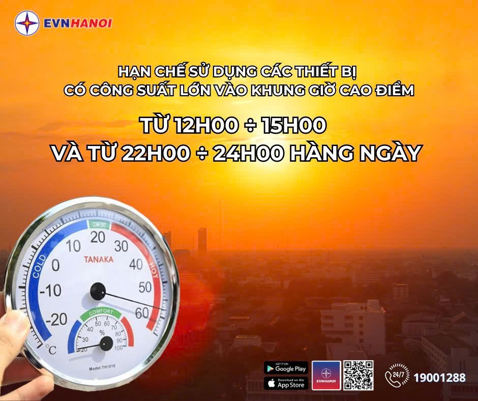 Lượng điện tiêu thụ của Hà Nội liên tục tăng cao Lượng điện tiêu thụ của Hà Nội liên tục tăng cao