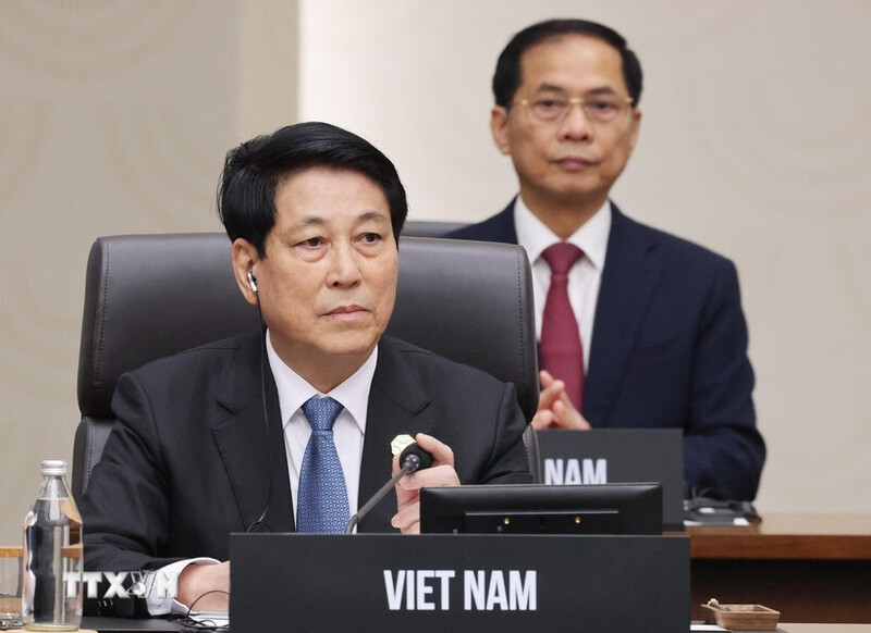 Chủ tịch nước Lương Cường dự Hội nghị Cấp cao Diễn đàn Hợp tác kinh tế châu Á-Thái Bình Dương (APEC) lần thứ 32. Ảnh: Lâm Khánh/TTXVN
