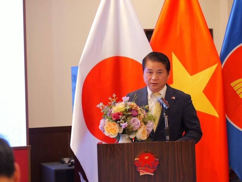 Ông Tạ Đức Minh, Tham tán Thương mại, Trưởng Cơ quan Thương vụ Việt Nam tại Nhật Bản phát biểu tại sự kiện “Ngày kết nối doanh nghiệp thực phẩm và nông sản Việt - Nhật”.