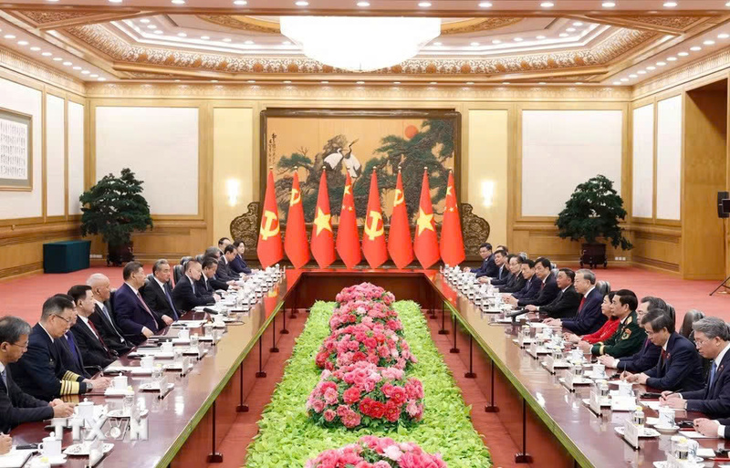 Tổng Bí thư, Chủ tịch nước Tô Lâm hội đàm với Tổng Bí thư, Chủ tịch nước Trung Quốc Tập Cận Bình - Ảnh: TTXVN