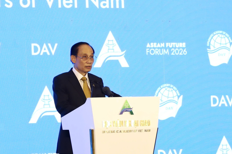Bộ trưởng Lê Hoài Trung nhấn mạnh điểm nổi bật tại Diễn đàn Tương lai ASEAN 2026. Ảnh: Lê Vân